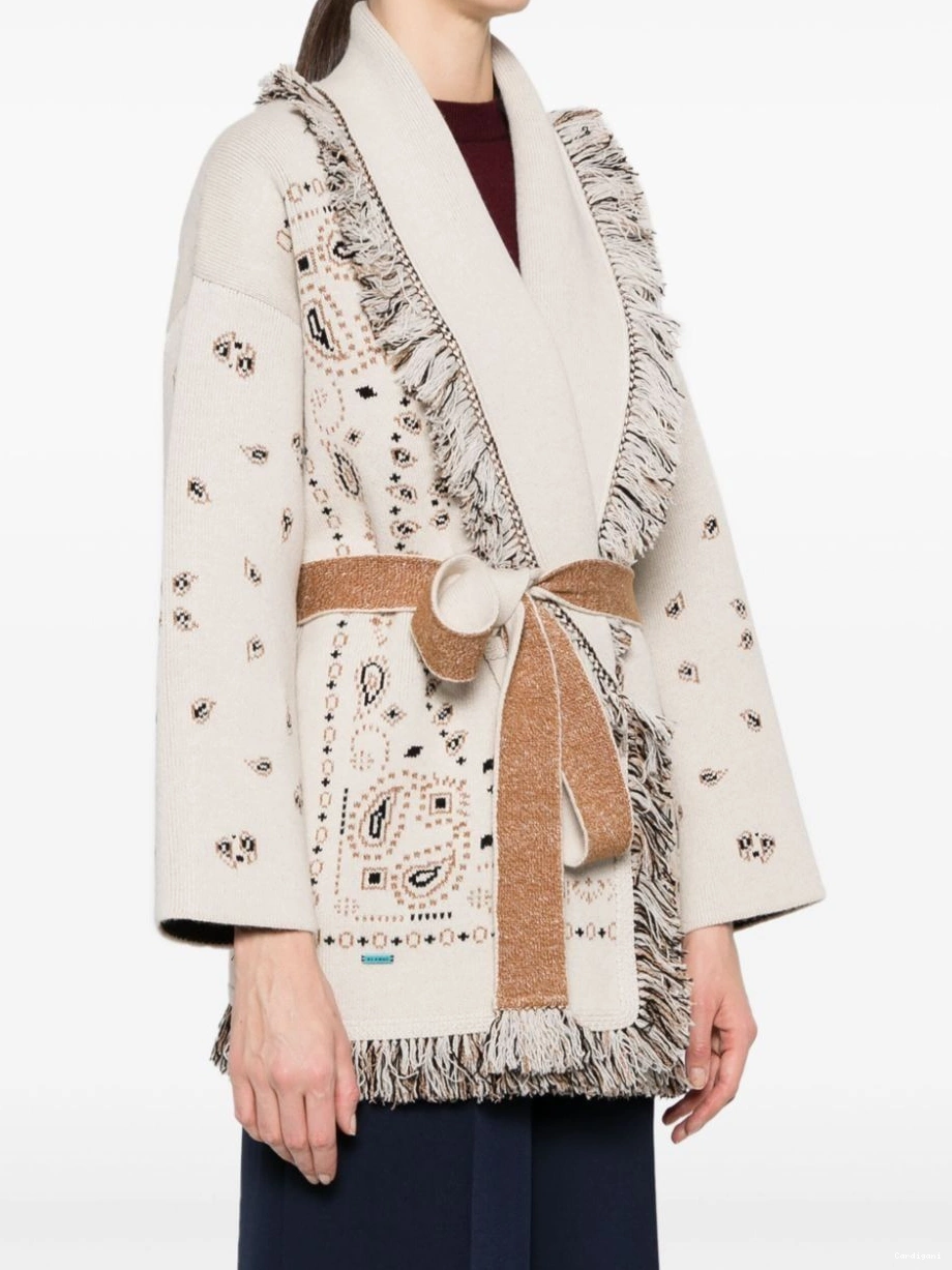 Affordable Women paisley-jacquard frayed cardigan Alanui 0418